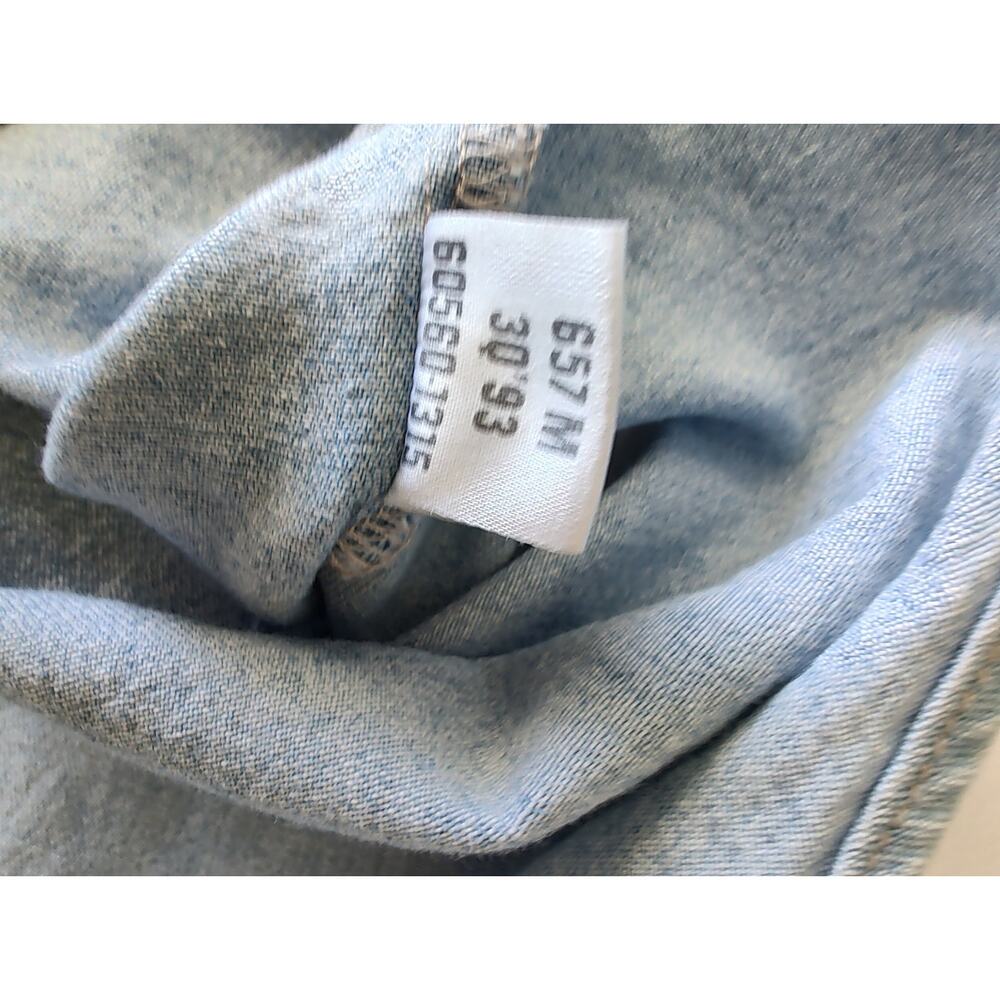 Levi's Men's L Solid Blue Denim Button-Up Shirt Long Sleeve Pockets - Picture 9 of 15